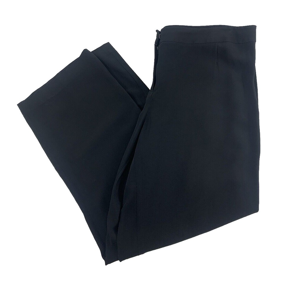Lafayette 148 Menswear Black Dress Pants Wide Leg Viscose Acetate Womens Plus 18